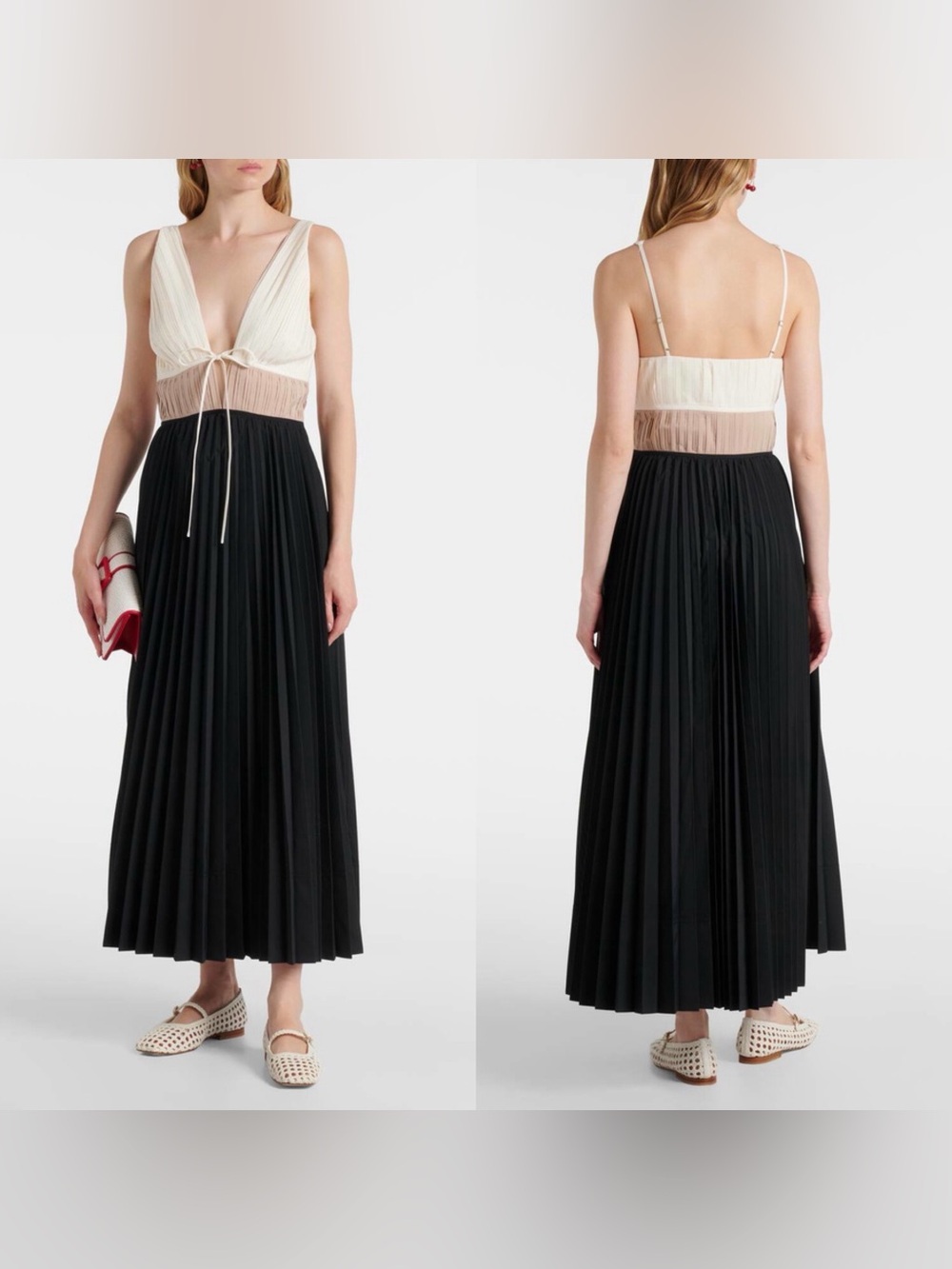 NEW NWT Simkhai Stephanie Pleated Poplin Midi Dress Size 0